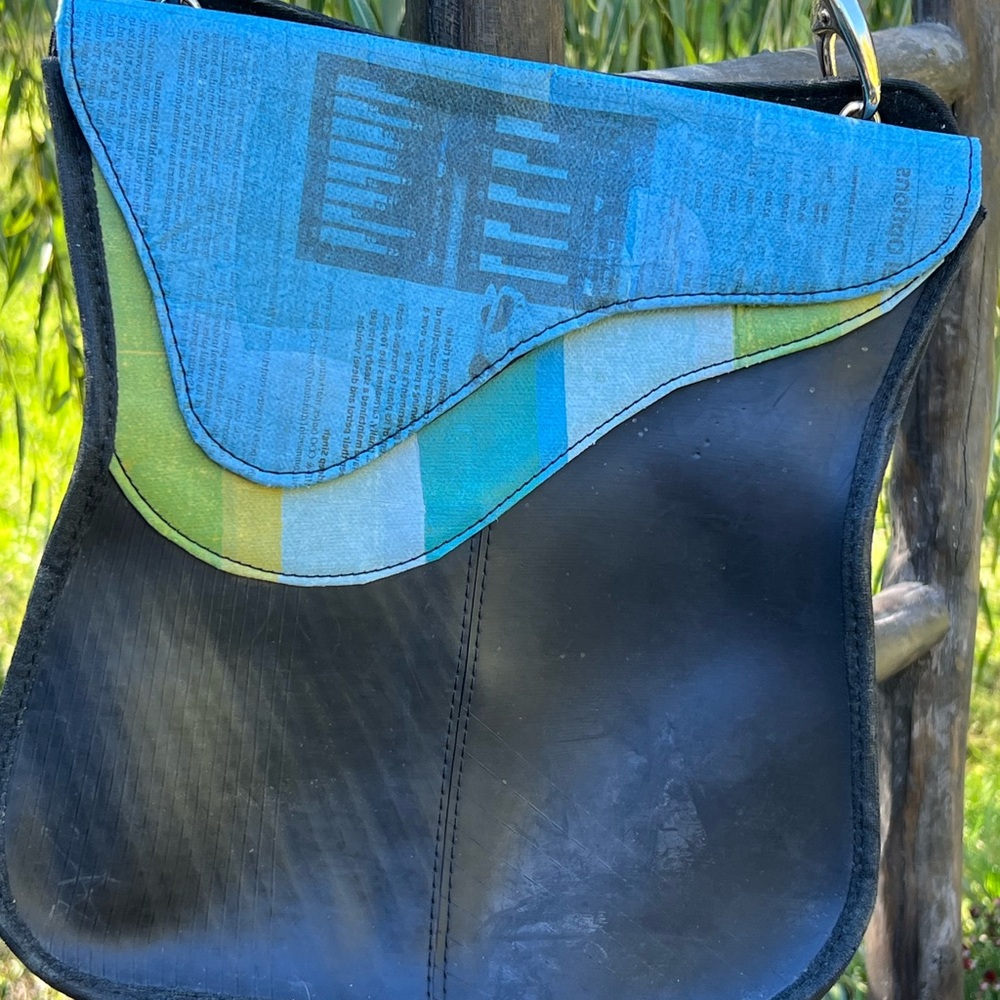 Koru Street Recycled Tire Blue and Green Shoulder Bag